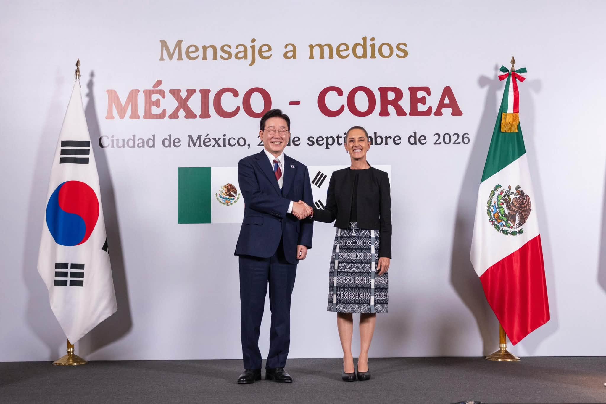 &iexcl;Alianza estrat&eacute;gica! Recibe Presidenta Claudia Sheinbaum al Mandatario de la Rep&uacute;blica de Corea, Lee Jae-Myung