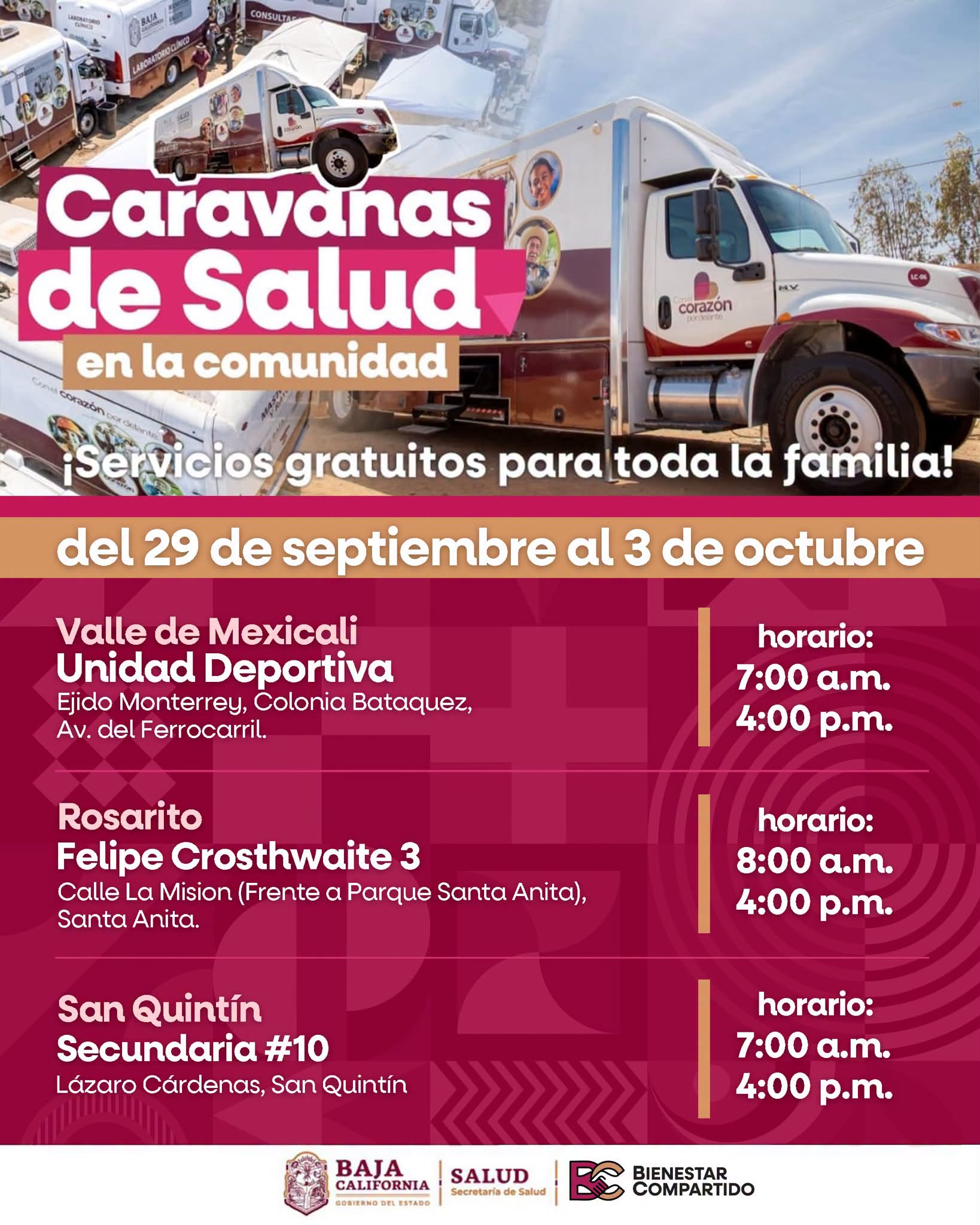 &iexcl;Salud gratuita para todos! Llegan las Caravanas de Salud M&oacute;vil al Valle de Mexicali, Rosarito y San Quint&iacute;n
